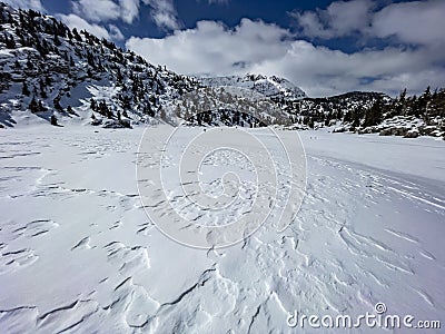 Shapes, patterns and formations formed by the effect of the storm on high mountains Stock Photo