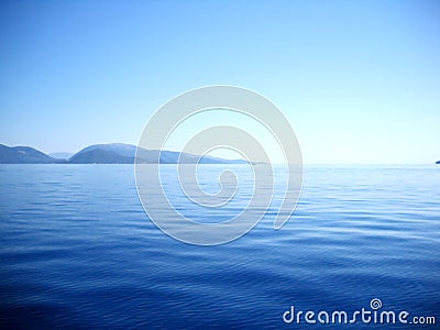 Shapes and shades of blue among Ionian islands Stock Photo