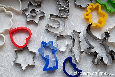 Shapes to cut out for dough to bake cookies in the Christmas season Stock Photo