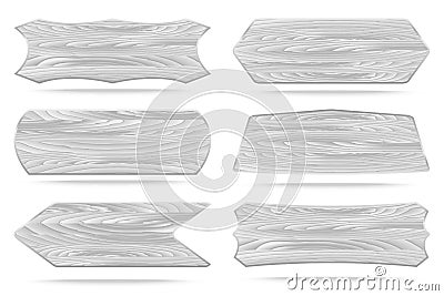 Shapes white wooden sign boards Vector Illustration