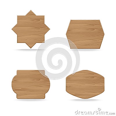 Shapes wooden sign boards Vector Illustration