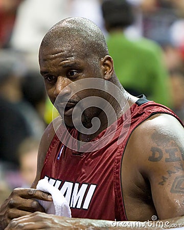 Shaquille O'neal of the Miami Heat Up Close Editorial Stock Photo