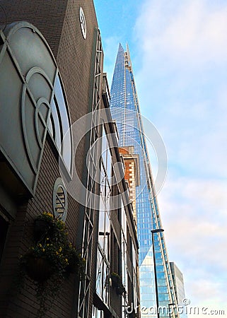 The Shard London building between streets Editorial Stock Photo