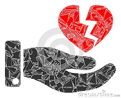 Shard Mosaic Hand Offer Broken Heart Icon Vector Illustration