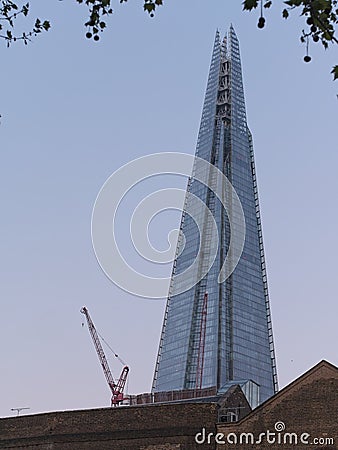 The Shard seen from Redcross Way, a quiet backstreet in southeast London, UK Editorial Stock Photo