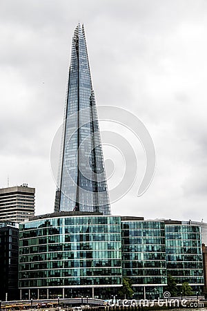 Shard tower from the River Thames in London England Editorial Stock Photo