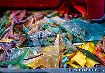 Shards of stained glass pieces Stock Photo