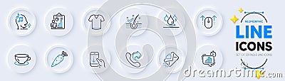 Share call, Swipe up and Scroll down line icons for web app. Pictogram icon. Vector Stock Photo