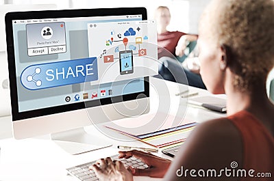 Share Connect Communicate Transfer Cloud Concept Stock Photo