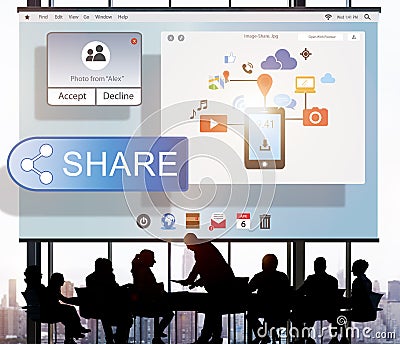 Share Connect Communicate Transfer Cloud Concept Stock Photo