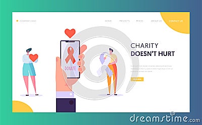 Share Hope Landing Page. Charity Save Life for Character. Candidate Waiting for a Donor Organ and Tissue or Donate Money Vector Illustration