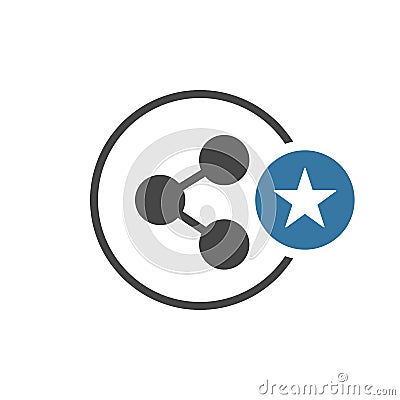 Share icon with star sign. Share icon and best, favorite, rating symbol Vector Illustration