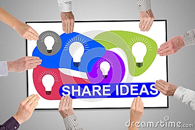 Share ideas concept on a whiteboard Stock Photo