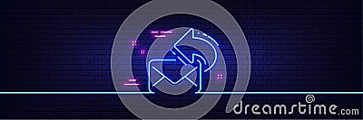 Share mail line icon. New newsletter sign. Neon light glow effect. Vector Stock Photo