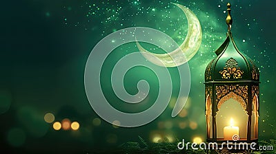 Radiant Ramadan Blessings: Islamic Greeting Card Celebrating the Sacred Month of Fasting Stock Photo