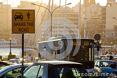 Share the Road Traffic Sign Editorial Stock Photo