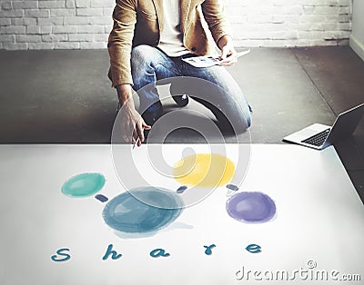 Share Sharing Connecting Network Social Media Concept Stock Photo