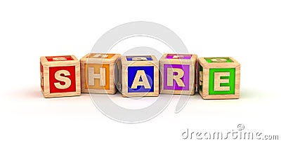 Share Text Cube Stock Photo