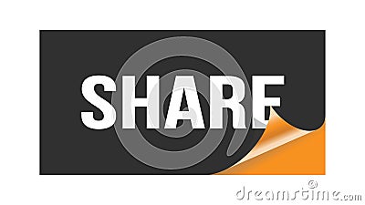 SHARE text written on black orange sticker Stock Photo