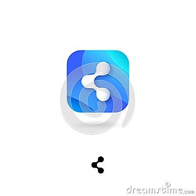 Share, UI icon. Sharing, Social Media, distribute emblem. Share, communication pictogram. Share symbol with shadow. Vector Illustration