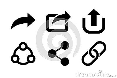Share vector icons collection. Connection button. Share a file or link with users. Vector illustration. Vector Illustration