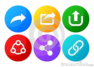 Share vector icons collection. Connection button. Share a file or link with users. Vector illustration. Vector Illustration