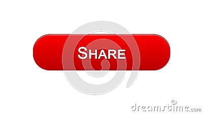 Share web interface button red color, social network application, communication Stock Photo