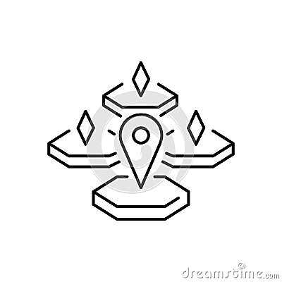 Shared digital world, metaverse development thin line icon. Virtual monitor or hologram. Pixel perfect, editable stroke. Vector Vector Illustration