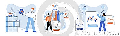 Shared file. Cyberspace offers virtual environment for accessing and sharing shared files Vector Illustration