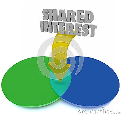 Shared Interest Venn DIagram Common Goal Mutual Benefit Stock Photo