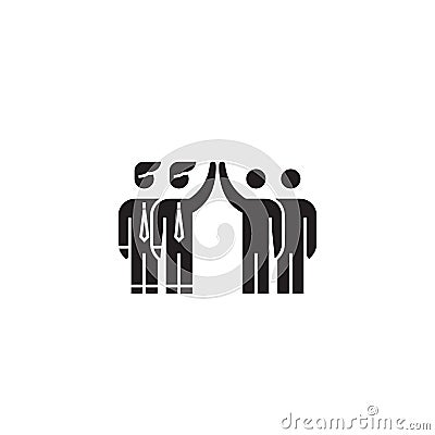 Shareholder agreement black vector concept icon. Shareholder agreement flat illustration, sign Vector Illustration