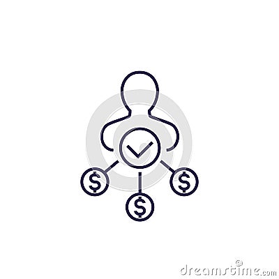 Shareholder icon on white, line vector Stock Photo