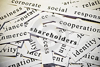 Shareholders. Concept of cutout words related with business. Stock Photo