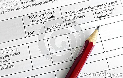 Voting at Annual General Meeting Stock Photo