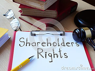 Shareholders rights is shown on the conceptual business photo Stock Photo