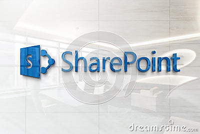 Sharepoint on glossy office wall realistic texture Editorial Stock Photo