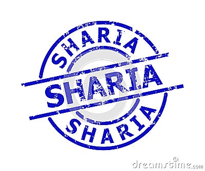 SHARIA Blue Round Unclean Badge Vector Illustration