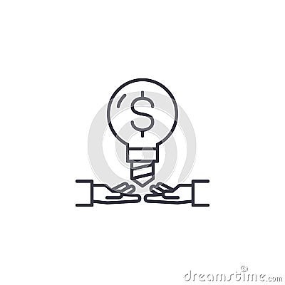 Sharing business ideas linear icon concept. Sharing business ideas line vector sign, symbol, illustration. Vector Illustration