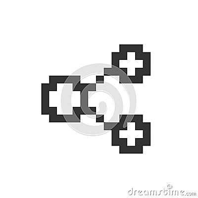 Sharing button with dots pixelated ui icon Vector Illustration