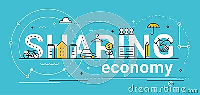 Sharing Economy Line Vector Concept Illustration Vector Illustration