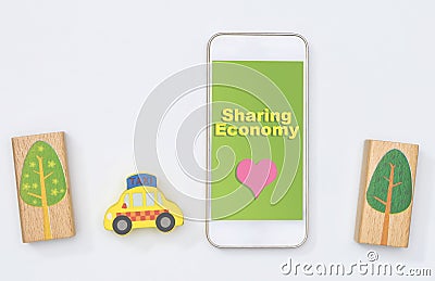 Sharing Economy Taxi help save the world Stock Photo