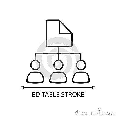 Sharing file with different users linear icon Vector Illustration