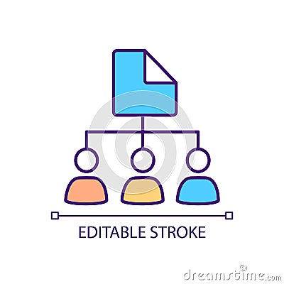 Sharing file with different users RGB color icon Vector Illustration