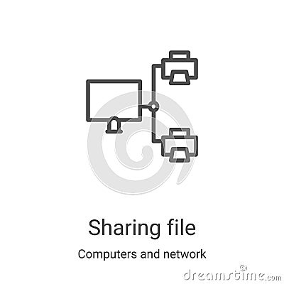 sharing file icon vector from computers and network collection. Thin line sharing file outline icon vector illustration. Linear Vector Illustration