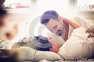 Sharing morning love. Stock Photo