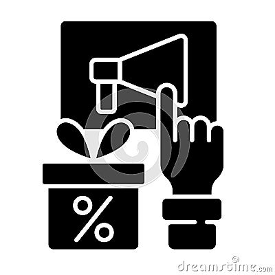 Sharing post to get discount black glyph icon Vector Illustration