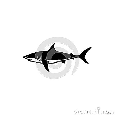 Shark silhouette. Monochrome illustration of stylized shark. isolated on white background Vector Illustration