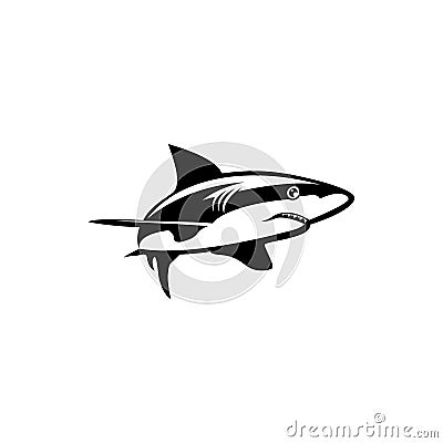 Shark art. Monochrome illustration of stylized shark. isolated on white background Vector Illustration