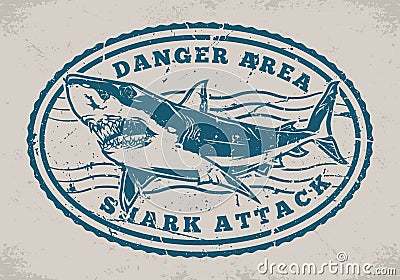 Shark area vintage monochrome emblem Vector Illustration