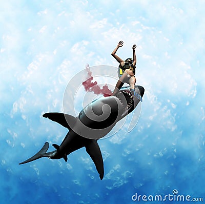 Shark attack - great white - jaws Stock Photo